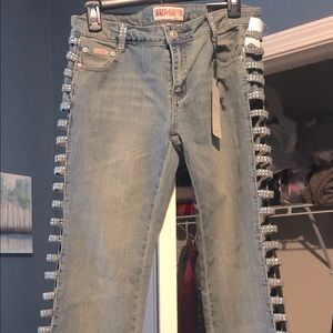 Brand new Rhinestone down leg Jeans